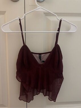 Motel Rocks Sheer V-Neck Burgundy Cami Top